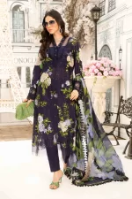 Maria B M. Prints Unstitched Eid II 2025’ “MPT-2602-b”, 3-piece Pakistani designer lawn suits in the UK- Zee Collections. FRONT