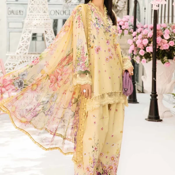 Pakistani clothing brands Maria B M.Prints Unstitched Eid II 2025’, 3-piece lawn suit, MPT-2603-A, front