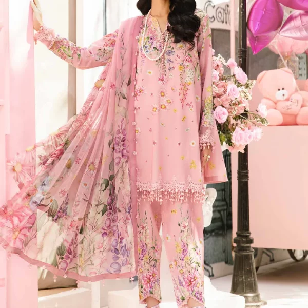 Pakistani clothing brands Maria B M.Prints Unstitched Eid II 2025’, 3-piece lawn suit, MPT-2603-B, front