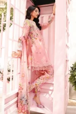 Pakistani clothing brands Maria B M.Prints Unstitched Eid II 2025’, 3-piece lawn suit, MPT-2603-B, side look
