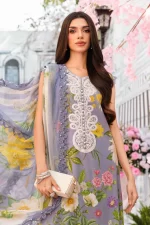 Pakistani clothing brands Maria B M.Prints Unstitched Eid II 2025’, 3-piece lawn suit, MPT-2604-A, front SHIRT