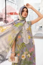 Pakistani clothing brands Maria B M.Prints Unstitched Eid II 2025’, 3-piece lawn suit, MPT-2604-A, front SHIRT AND DUPATTA