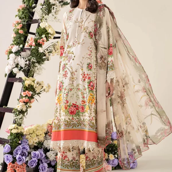 Pakistani clothing brands Maria B M.Prints Unstitched Eid II 2025’, 3-piece lawn suit, MPT-2605-A, front