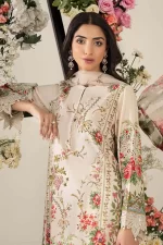 Pakistani clothing brands Maria B M.Prints Unstitched Eid II 2025’, 3-piece lawn suit, MPT-2605-A, front shirt