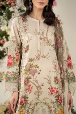 Pakistani clothing brands Maria B M.Prints Unstitched Eid II 2025’, 3-piece lawn suit, MPT-2605-A, shirt neck