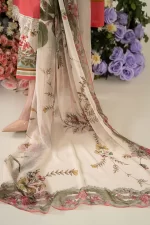 Pakistani clothing brands Maria B M.Prints Unstitched Eid II 2025’, 3-piece lawn suit, MPT-2605-A, dupatta