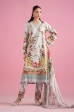 Pakistani clothing brands Maria B M.Prints Unstitched Eid II 2025’, 3-piece lawn suit, MPT-2605-B, front