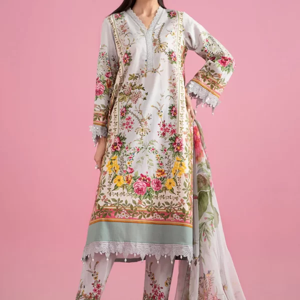 Pakistani clothing brands Maria B M.Prints Unstitched Eid II 2025’, 3-piece lawn suit, MPT-2605-B, front