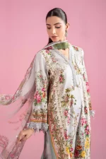 Pakistani clothing brands Maria B M.Prints Unstitched Eid II 2025’, 3-piece lawn suit, MPT-2605-B, front shirt