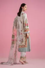 Pakistani clothing brands Maria B M.Prints Unstitched Eid II 2025’, 3-piece lawn suit, MPT-2605-B, front back