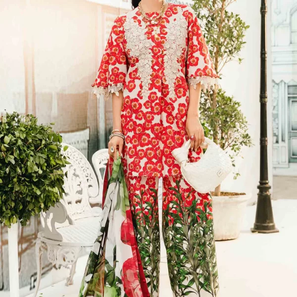 Pakistani clothing brands Maria B M.Prints Unstitched Eid II 2025’, 3-piece lawn suit, MPT-2606-B, front
