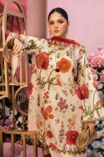 Maria B M. Prints Unstitched Eid II 2025’ “MPT-2607-A”, 3-piece Pakistani designer lawn suits in the UK- Zee Collections. FRONT KAMEEZ