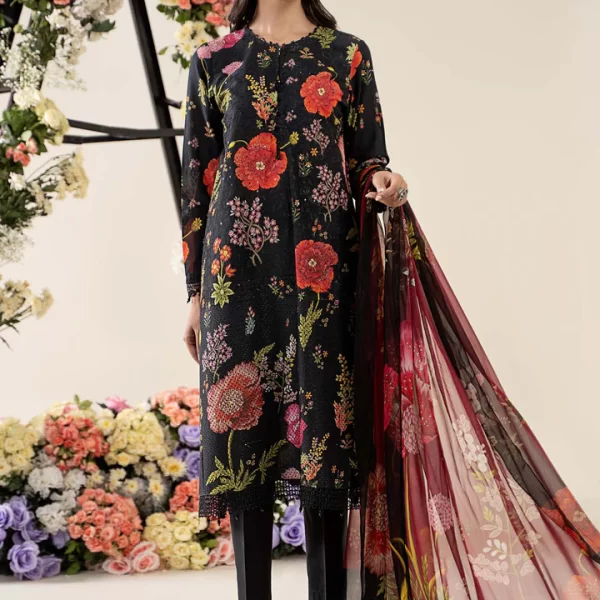 Maria B M. Prints Unstitched Eid II 2025’ “MPT-2607-B”, 3-piece Pakistani designer lawn suits in the UK- Zee Collections. FRONT
