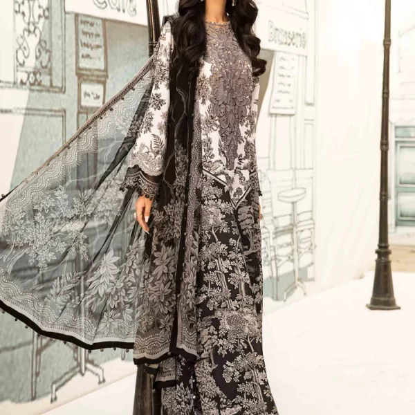 Maria B M. Prints Unstitched Eid II 2025’ “MPT-2608-B”, 3-piece Pakistani designer lawn suits in the UK- Zee Collections. FRONT