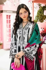 Maria B M. Prints Unstitched Eid II 2025’ “MPT-2609-B”, 3-piece Pakistani designer lawn suits in the UK- Zee Collections. FRONT shirt