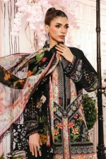 Pakistani clothing brands Maria B M.Prints Unstitched Eid II 2025’, 3-piece lawn suit, MPT-2610-B, front kameez and dupatta
