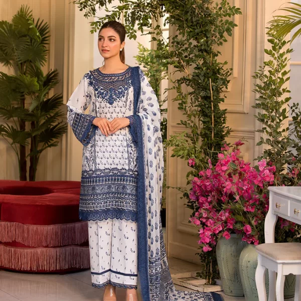 Pakistani clothing brands Sobia Nazir PK Vital Collection 2025, unstitched 3-piece lawn embroidered suit, Design 10B, front
