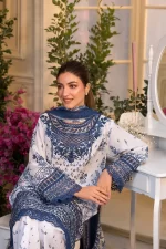 Pakistani clothing brands Sobia Nazir PK Vital Collection 2025, unstitched 3-piece lawn embroidered suit, Design 10B, front neck design