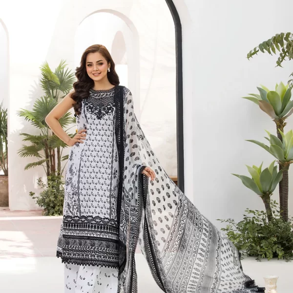 Pakistani clothing brands Sobia Nazir PK Vital Collection 2025, unstitched 3-piece lawn embroidered suit, Design 10a, front