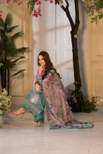 Pakistani clothing brands Sobia Nazir PK Vital Collection 2025, unstitched 3-piece lawn embroidered suit, Design 11a, dupatta design