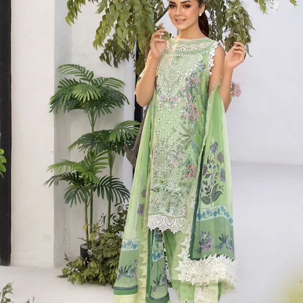 Pakistani clothing brands Sobia Nazir PK Vital Collection 2025, unstitched 3-piece lawn embroidered suit, Design 12a, front