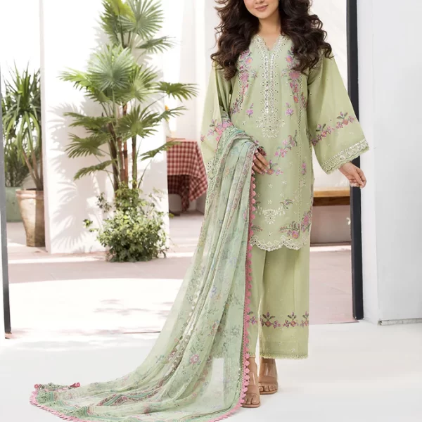 Pakistani clothing brands Sobia Nazir PK Vital Collection 2025, unstitched 3-piece lawn embroidered suit, Design 1A, front