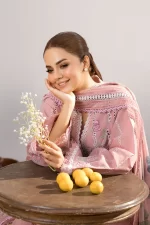 Pakistani clothing brands Sobia Nazir PK Vital Collection 2025, unstitched 3-piece lawn embroidered suit, Design 2a, front neck embroidery