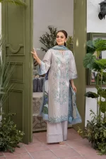 Pakistani clothing brands Sobia Nazir PK Vital Collection 2025, unstitched 3-piece lawn embroidered suit, Design 2b, front shirt design
