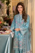 Pakistani clothing brands Sobia Nazir PK Vital Collection 2025, unstitched 3-piece lawn embroidered suit, Design 3a, front shirt design