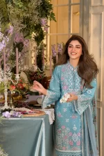 Pakistani clothing brands Sobia Nazir PK Vital Collection 2025, unstitched 3-piece lawn embroidered suit, Design 3a, sleeves style