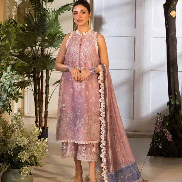 Pakistani clothing brands Sobia Nazir PK Vital Collection 2025, unstitched 3-piece lawn embroidered suit, Design 3b, front