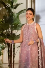 Pakistani clothing brands Sobia Nazir PK Vital Collection 2025, unstitched 3-piece lawn embroidered suit, Design 3b, front shirt style