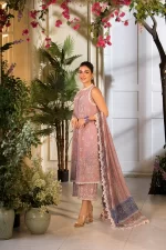 Pakistani clothing brands Sobia Nazir PK Vital Collection 2025, unstitched 3-piece lawn embroidered suit, Design 3b