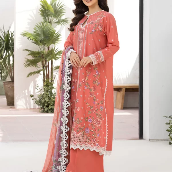 Pakistani clothing brands Sobia Nazir PK Vital Collection 2025, unstitched 3-piece lawn embroidered suit, Design 4a