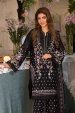 Pakistani clothing brands Sobia Nazir PK Vital Collection 2025, unstitched 3-piece lawn embroidered suit, Design 5a, front shirt embroidery
