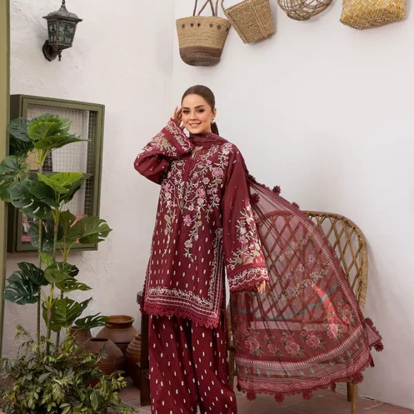 Pakistani clothing brands Sobia Nazir PK Vital Collection 2025, unstitched 3-piece lawn embroidered suit, Design 5b, front