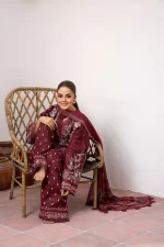 Pakistani clothing brands Sobia Nazir PK Vital Collection 2025, unstitched 3-piece lawn embroidered suit, Design 5b, sleeves embroidery