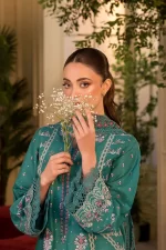 Pakistani clothing brands Sobia Nazir PK Vital Collection 2025, unstitched 3-piece lawn embroidered suit, Design 6a, sleeves embroidery