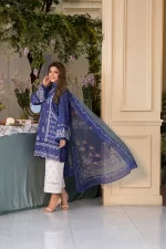 Pakistani clothing brands Sobia Nazir PK Vital Collection 2025, unstitched 3-piece lawn embroidered suit, Design 6b, side look