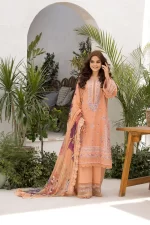 Pakistani clothing brands Sobia Nazir PK Vital Collection 2025, unstitched 3-piece lawn embroidered suit, Design 7a, front