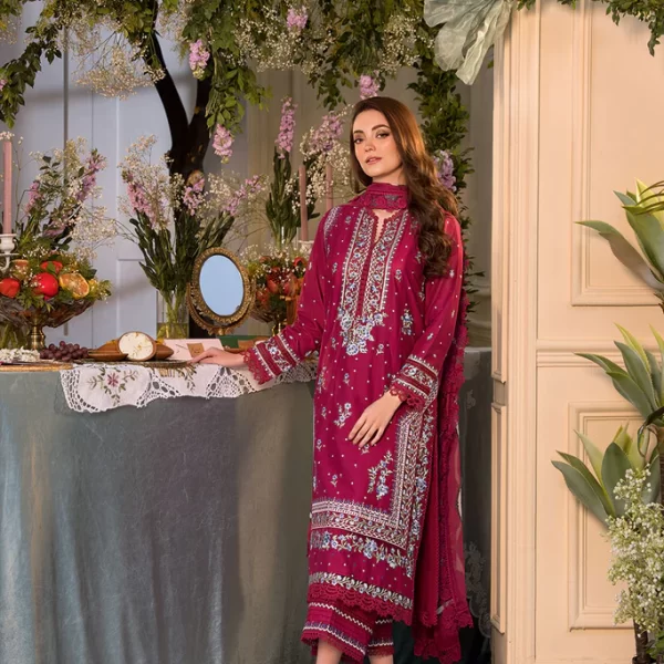 Pakistani clothing brands Sobia Nazir PK Vital Collection 2025, unstitched 3-piece lawn embroidered suit, Design 7b, front