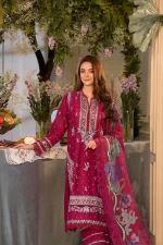 Pakistani clothing brands Sobia Nazir PK Vital Collection 2025, unstitched 3-piece lawn embroidered suit, Design 7b, front shirt and dupatta