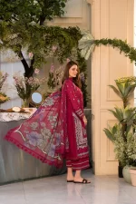 Pakistani clothing brands Sobia Nazir PK Vital Collection 2025, unstitched 3-piece lawn embroidered suit, Design 7b, side look