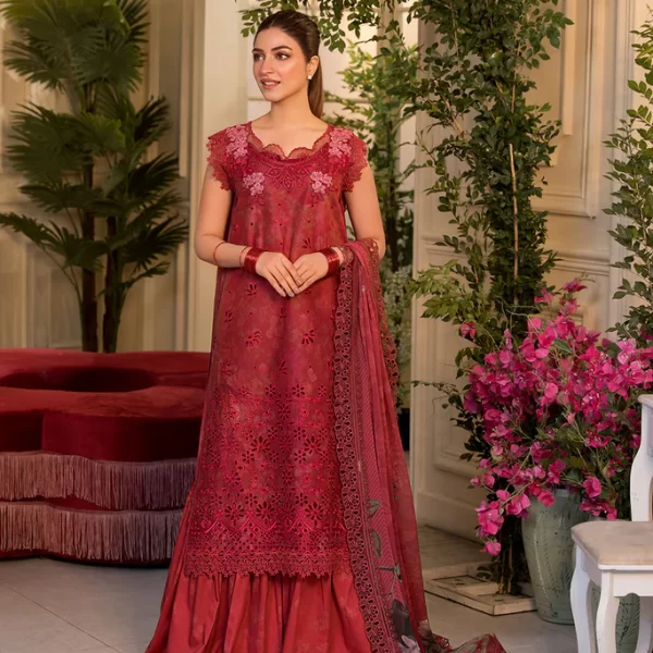 Pakistani clothing brands Sobia Nazir PK Vital Collection 2025, unstitched 3-piece lawn embroidered suit, Design 8b, front