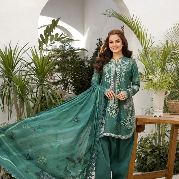 Pakistani clothing brands Sobia Nazir PK Vital Collection 2025, unstitched 3-piece lawn embroidered suit, Design 9b, front