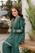 Pakistani clothing brands Sobia Nazir PK Vital Collection 2025, unstitched 3-piece lawn embroidered suit, Design 9b, dupatta design